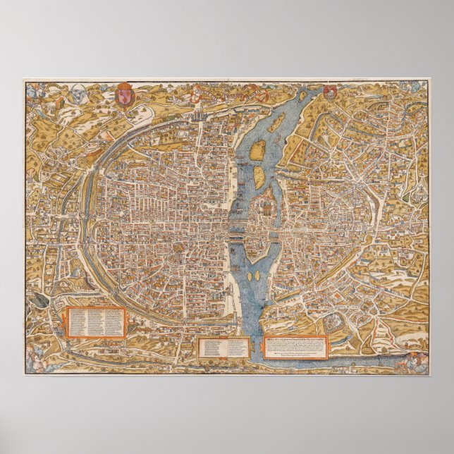 Plan of Paris by Truschet et Hoyau Circa 1550 Poster (Front)