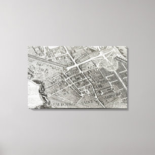 Plan of Paris, known as the 'Plan de Turgot' Canvas Print