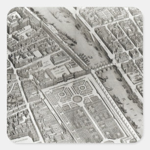 Plan of Paris, known as the 'Plan de Turgot' Square Sticker
