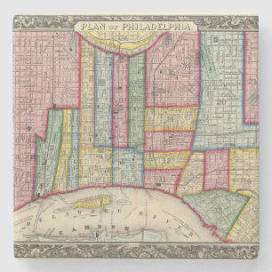 Plan Of Philadelphia Stone Coaster