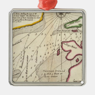 Plan of Port Royal Harbour in Carolina Metal Ornament