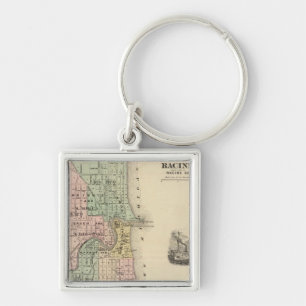 Plan of Racine, county seat of Racine Co Keychain