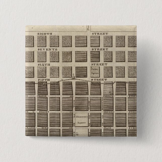 Plan of St. Louis, Missouri 2 Inch Square Button (Front)