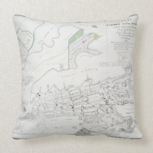 Plan of Sydney with Pyrmont, New South Wales, the Throw Pillow