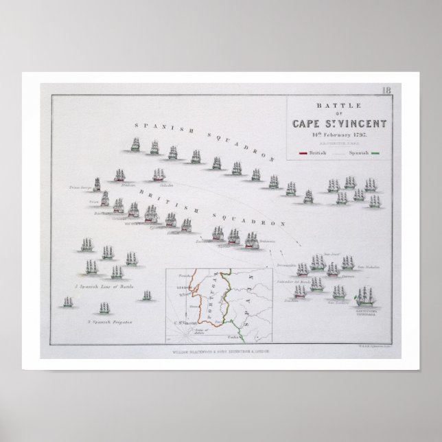 Plan of the Battle of Cape St. Vincent, 14th Febru Poster (Front)