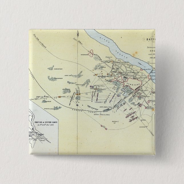 Plan of the Battle of Cawnpoor 2 Inch Square Button (Front)