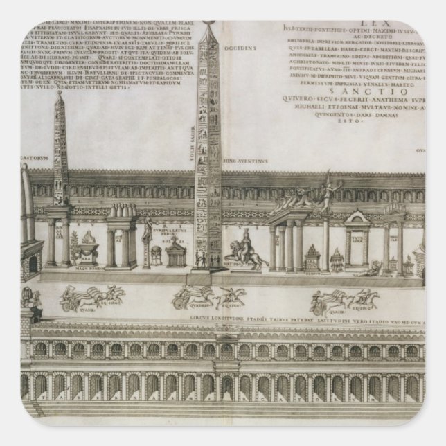 Plan of the Circus Maximus, Rome, engraved by the Square Sticker (Front)