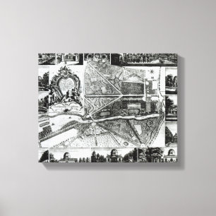 Plan of the Garden and View of the Houses at Chisw Canvas Print