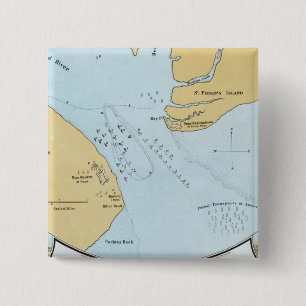 Plan of the Naval Attack And Capture of Port Royal 2 Inch Square Button