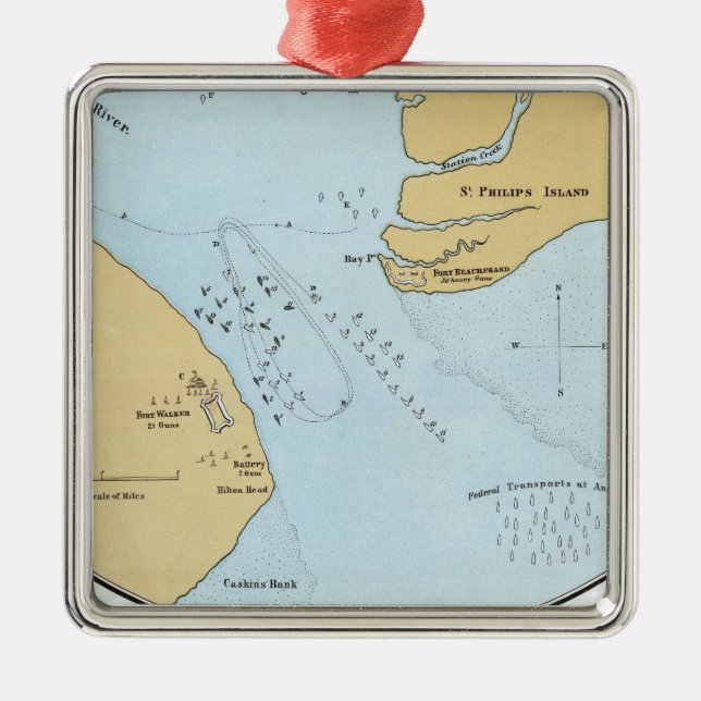 Plan of the Naval Attack And Capture of Port Royal Metal Ornament (Front)