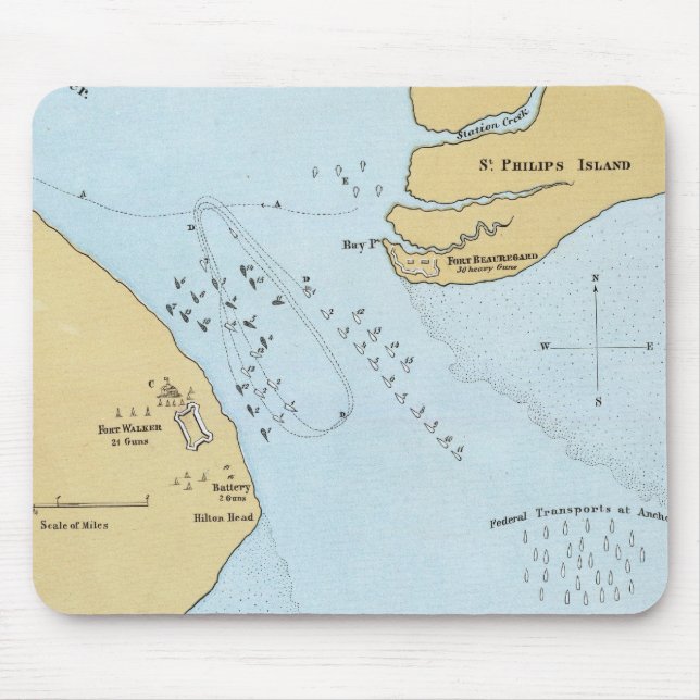 Plan of the Naval Attack And Capture of Port Royal Mouse Pad (Front)