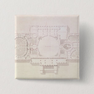 Plan of the Principal Story of the Capitol, 2 Inch Square Button