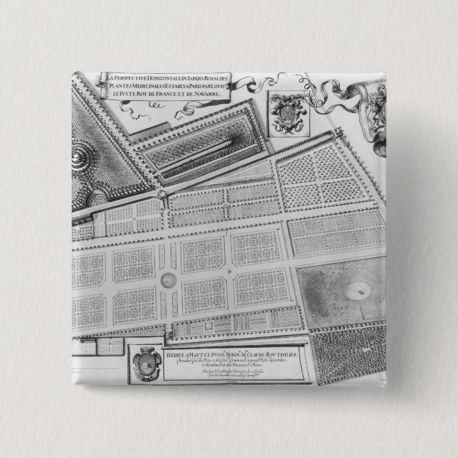 Plan of the Royal Garden 2 Inch Square Button (Front)
