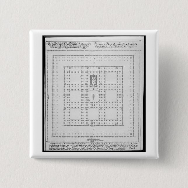 Plan of the Temple of Solomon, Jerusalem, from 'En 2 Inch Square Button (Front)
