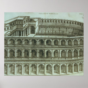 Plan of the Theatre of Marcellus, Rome, 1558 (engr Poster