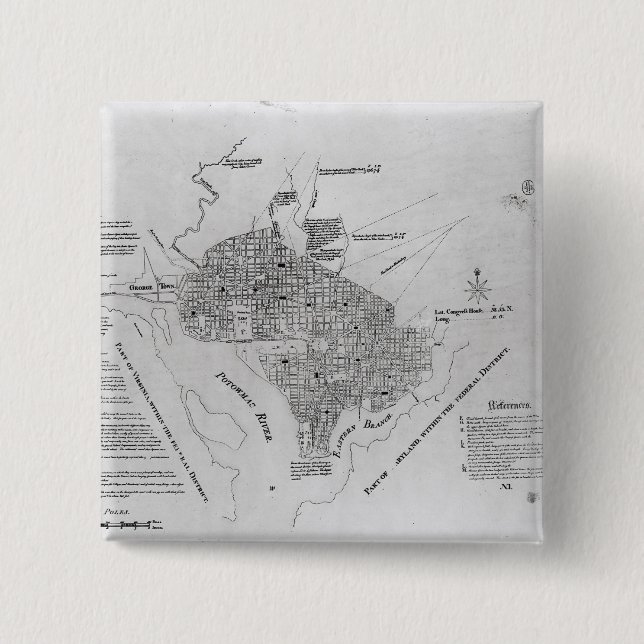 Plan of Washington D.C. 2 Inch Square Button (Front)