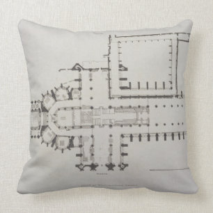 Plan of Westminster Abbey, plate 1 from 'Westminst Throw Pillow