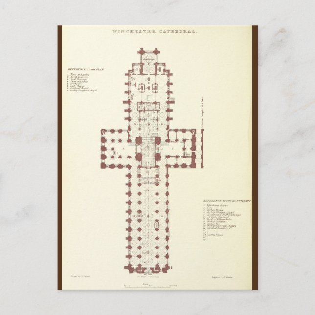 Plan of Winchester Cathedral Postcard (Front)