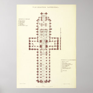 Plan of Winchester Cathedral Poster