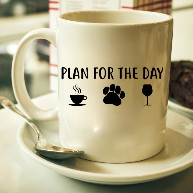 Plan pour la journée café, chien, vin, mug (Créateur téléchargé)