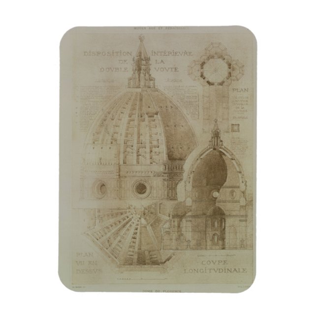 Plan, Section and Elevation of Florence Cathedral, Magnet (Vertical)