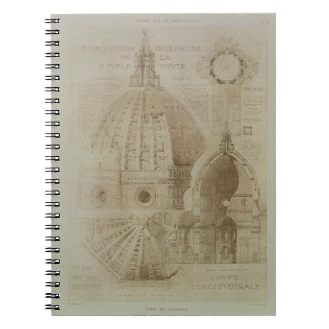 Plan, Section and Elevation of Florence Cathedral, Notebook (Front)