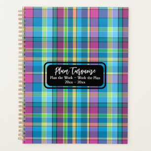 Plan the Work Work the Plan Turquoise Purple Plaid Planner