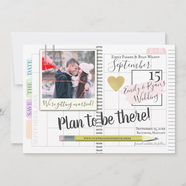 Plan to be There Bullet Journal Calendar Photo Save The Date (Front)