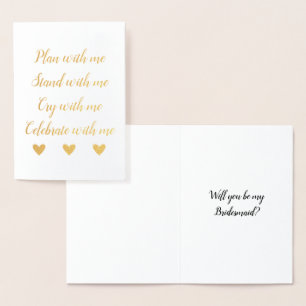 Plan With Me Stand With Me Bridesmaid Proposal Foil Card