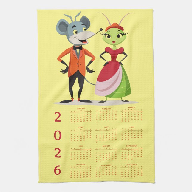 Plan your year in style with this 2026 calendar kitchen towel (Vertical)