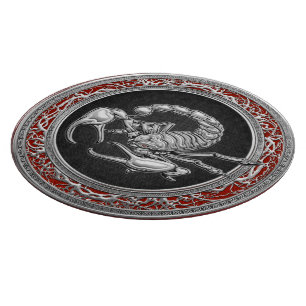 Planche À Découper [110] Scorpion d'argent sacré sur noir