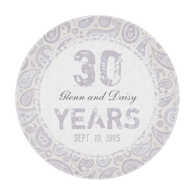 Planche À Découper 30e anniversaire du Mariage Pearl Motif Paisley (Devant)