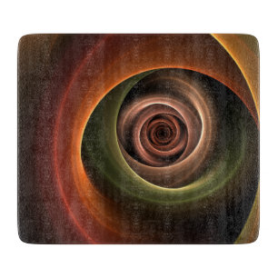 Planche À Découper 3D Spirale Abstraite couleurs chaudes Art fractal 