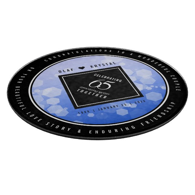 Planche À Découper 65e anniversaire de l'élégant Mariage Blue Sapphir (Coin)