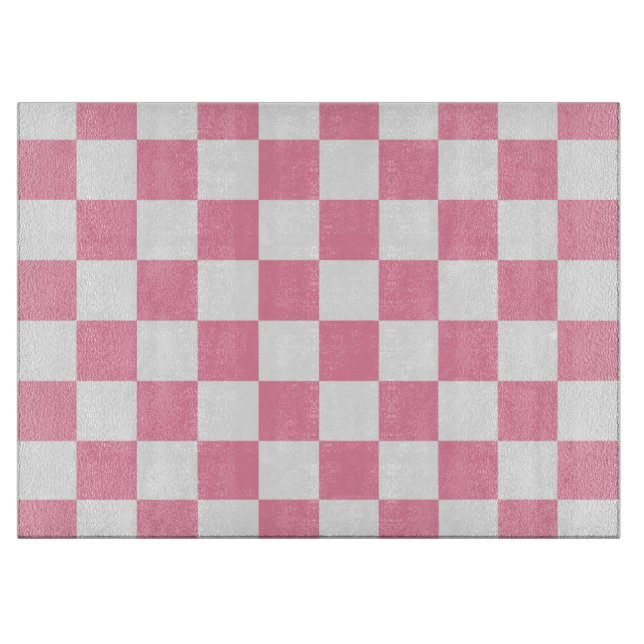 Planche À Découper À damiers rose et blanc (Devant)