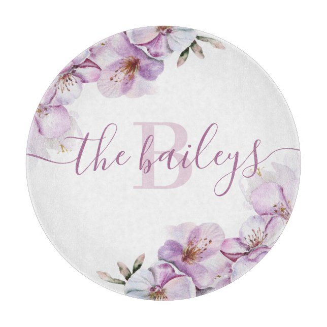 Planche à découper à monogramme Cerisier en Fleur (Devant)