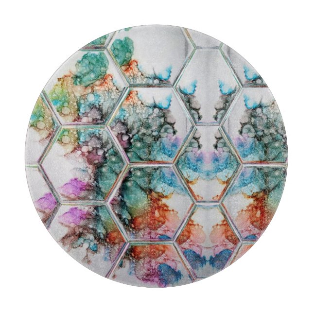 Planche À Découper Abstrait alcool coloré art de l'encre (Devant)