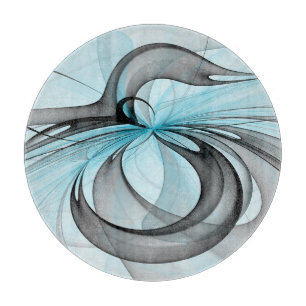 Planche À Découper Abstrait Anthracite Gris Bleu Moderne Fractage Art