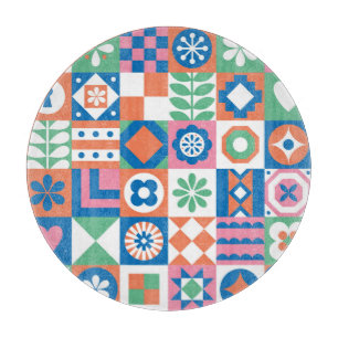 Planche À Découper Abstrait Floral Scandinavian Folk Motif