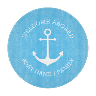 Planche À Découper Accueil personnalisé À bord de l'ancre nautique 