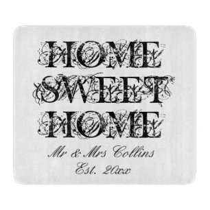 Planche À Découper Accueil Sweet Home plateau de coupe en verre perso