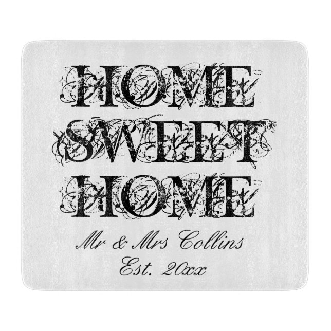 Planche À Découper Accueil Sweet Home plateau de coupe en verre perso (Devant)