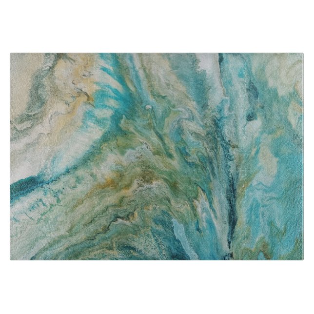 Planche À Découper Acrylique pour abstraite côte turquoise (Devant)