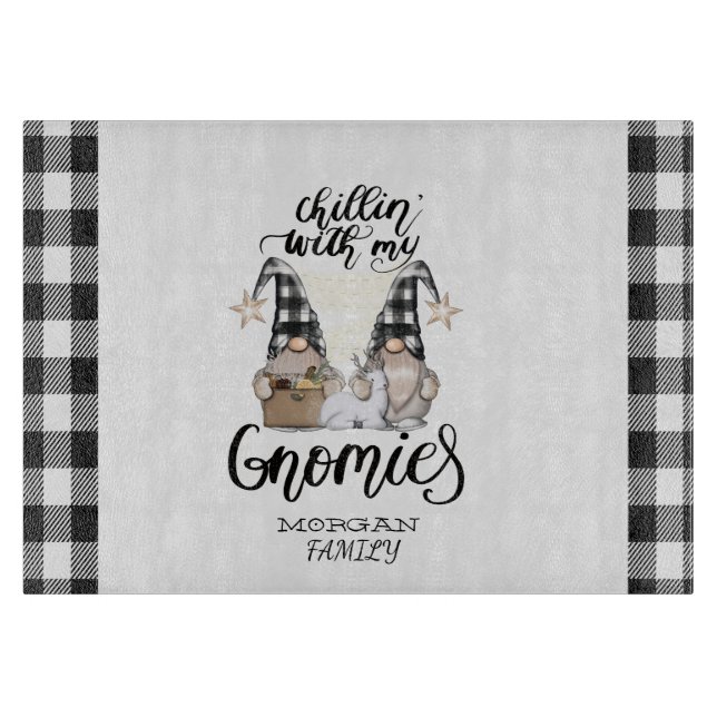 Planche À Découper Adorable mignonne Gnomes Black Buffalo Plaid (Devant)