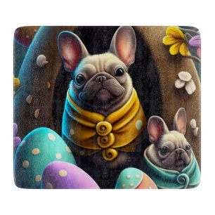 Planche À Découper Adorable Pug avec des œufs de Pâques Un thème fest