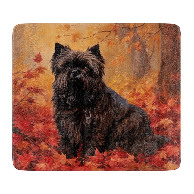 Planche À Découper Affenpinscher en automne Feuilles automne Inspiré (Devant)