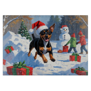 Planche À Découper Affenpinscher Festive de Noël Scène de neige