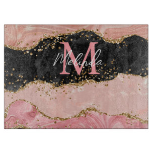 Planche À Découper Agate de séquences noir et rose