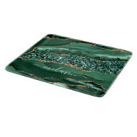 Agate Green Gold Marble Nom personnalisé Tableau d