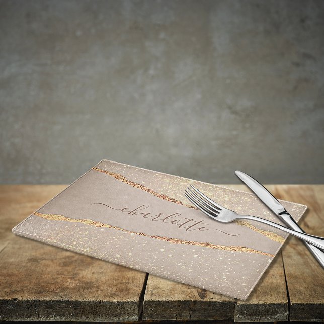 Planche À Découper Agate marbre parties scintillant en pierre beige o (Créateur téléchargé)